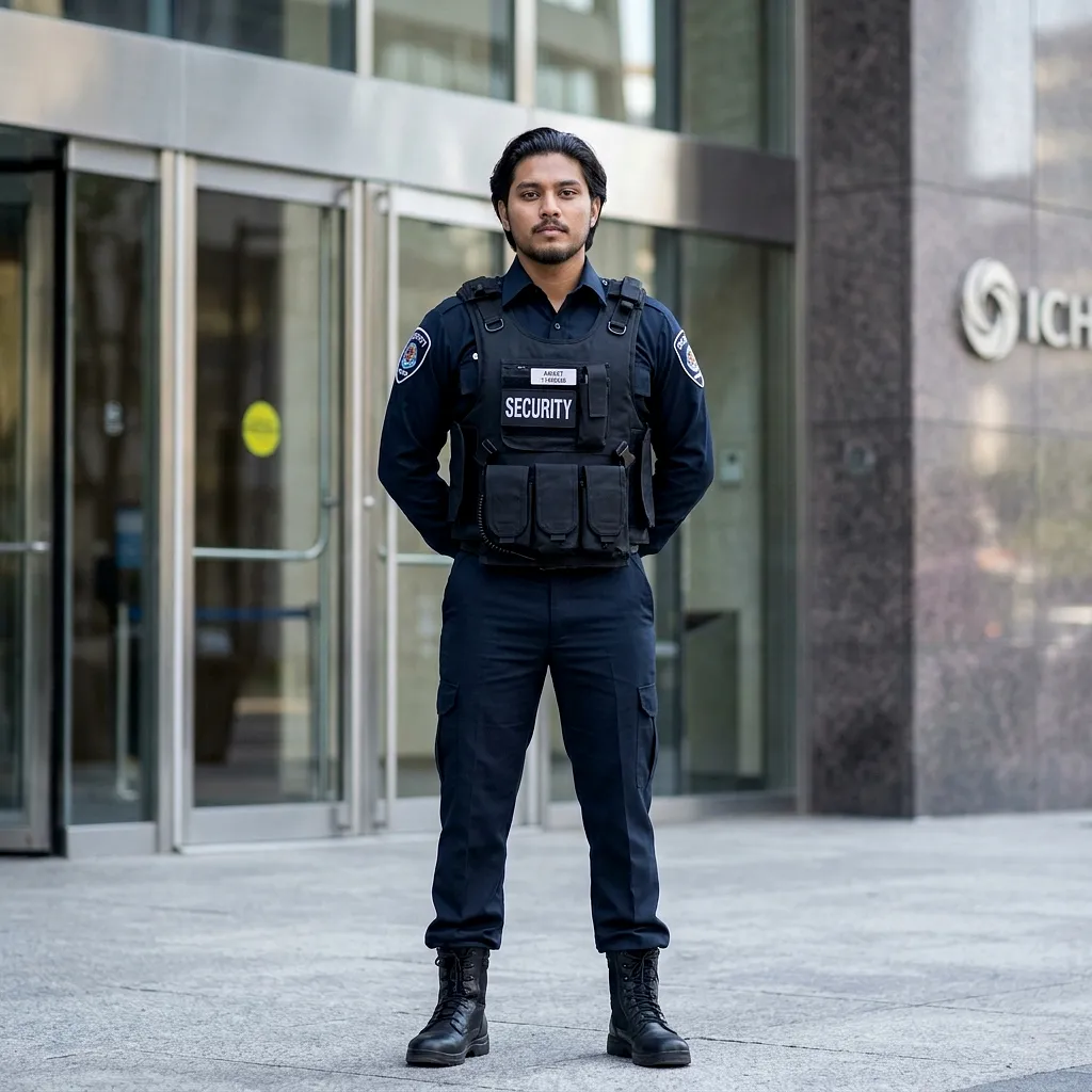 Supreme Security mobile patrol officer in uniform on duty in the GTA