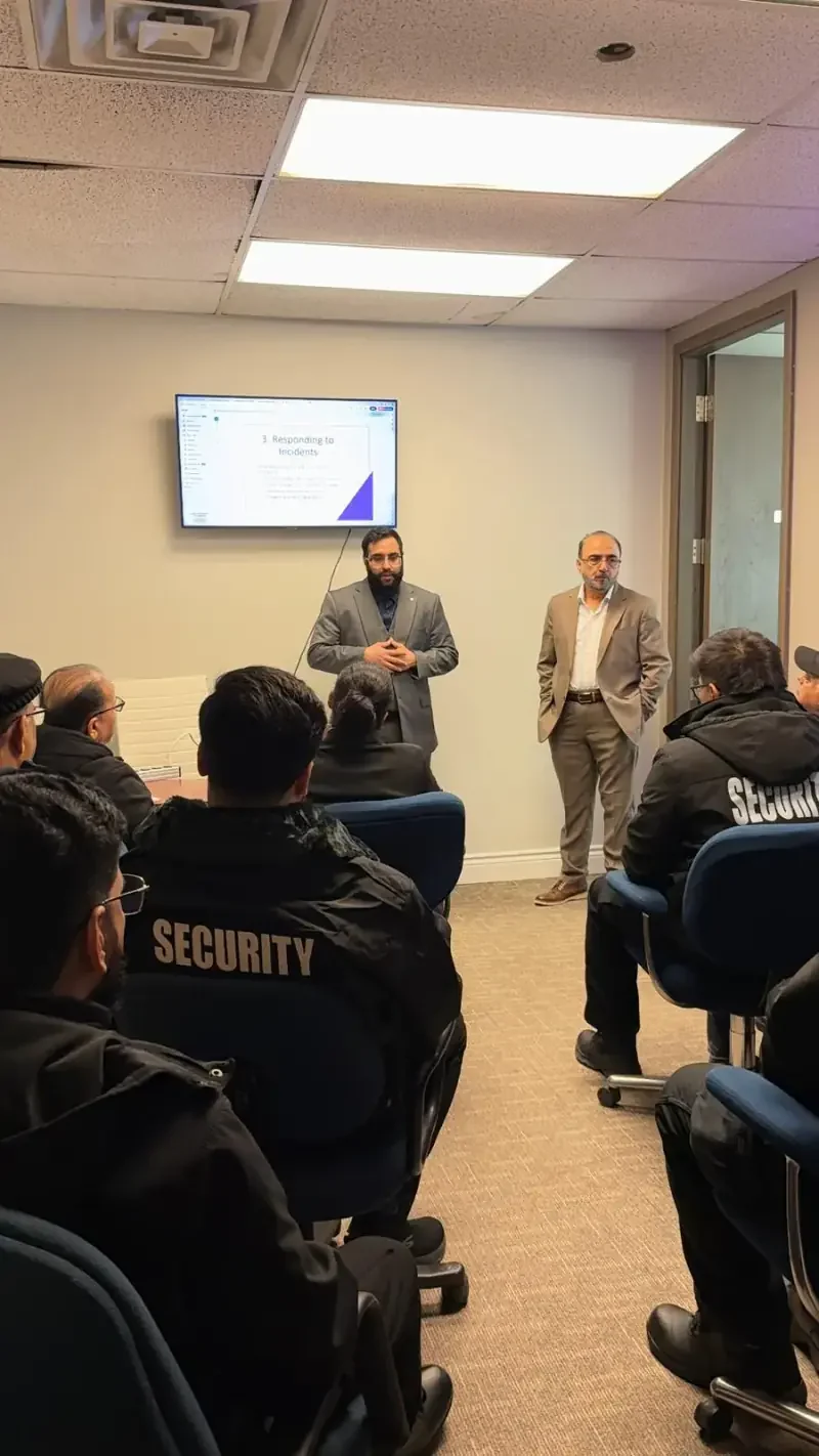 Supreme Security guards in an in-house training session on responding to incidents
