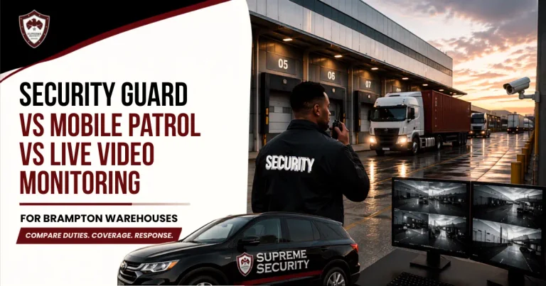 Security Guard vs Mobile Patrol vs Live Video Monitoring for Brampton Warehouses